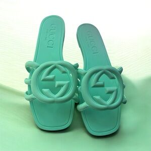 Gucci Women's Palma Mint Green Slide Sandals